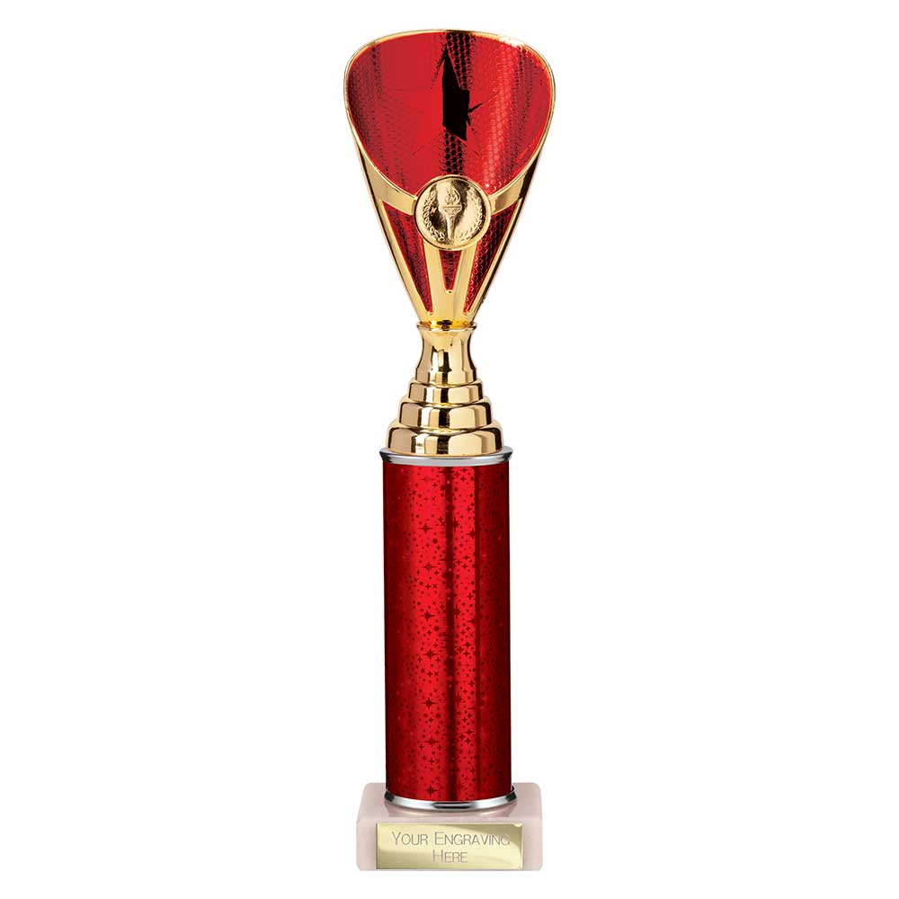 Rising Stars Red & Gold Tube Trophy – 305mm