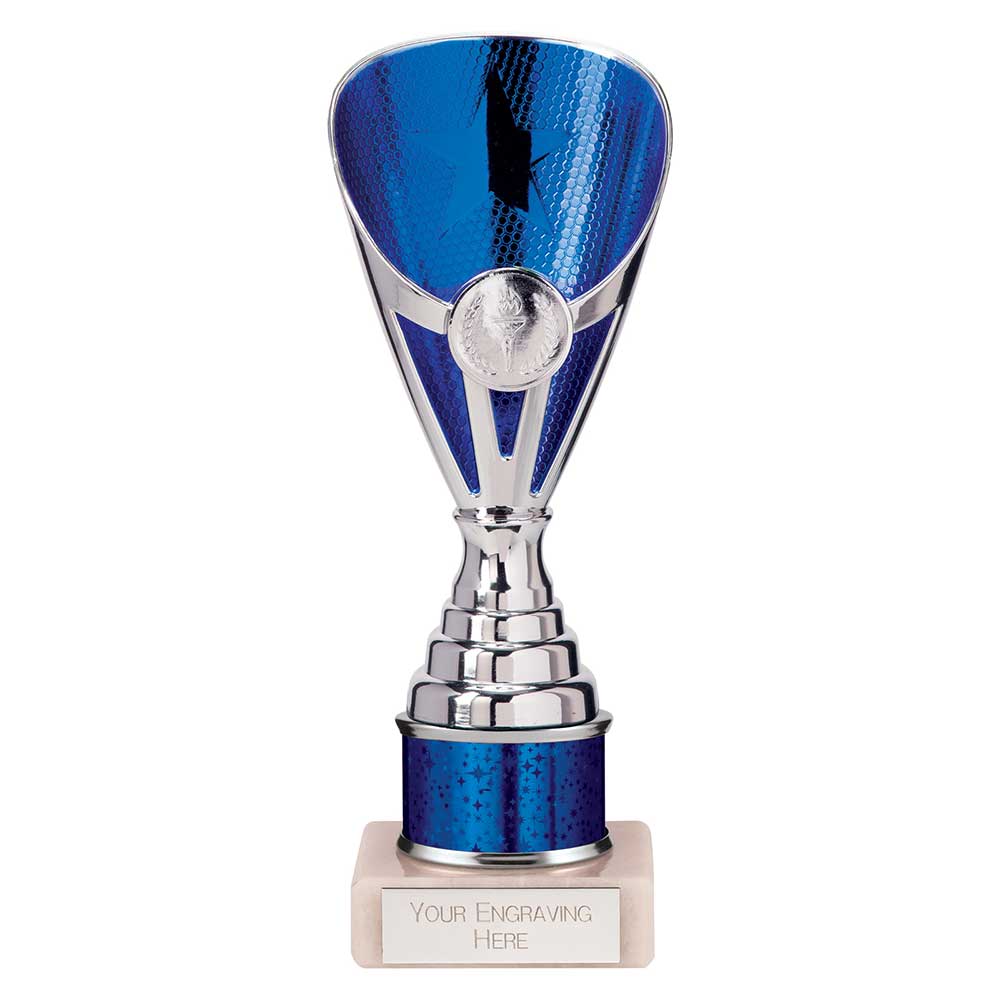 Rising Stars Blue & Silver Tube Trophy
