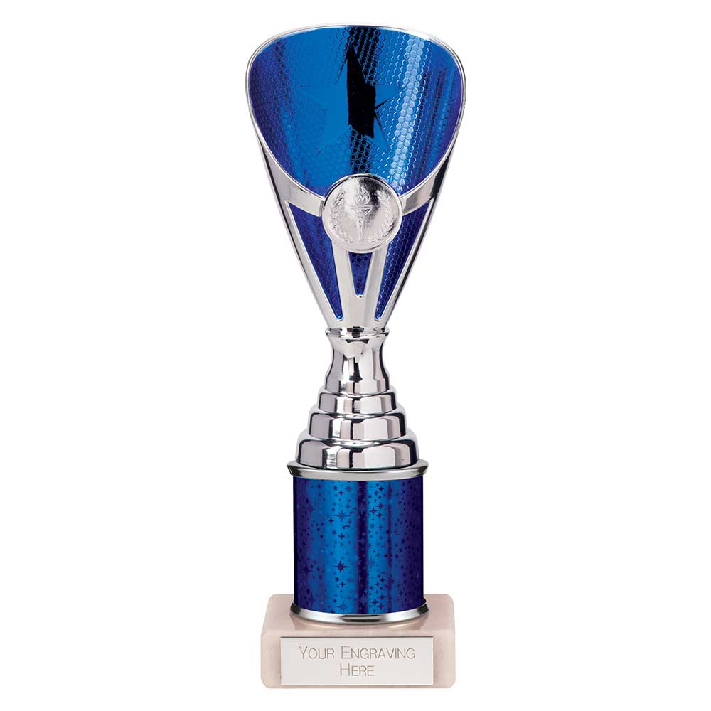 Rising Stars Blue & Silver Tube Trophy