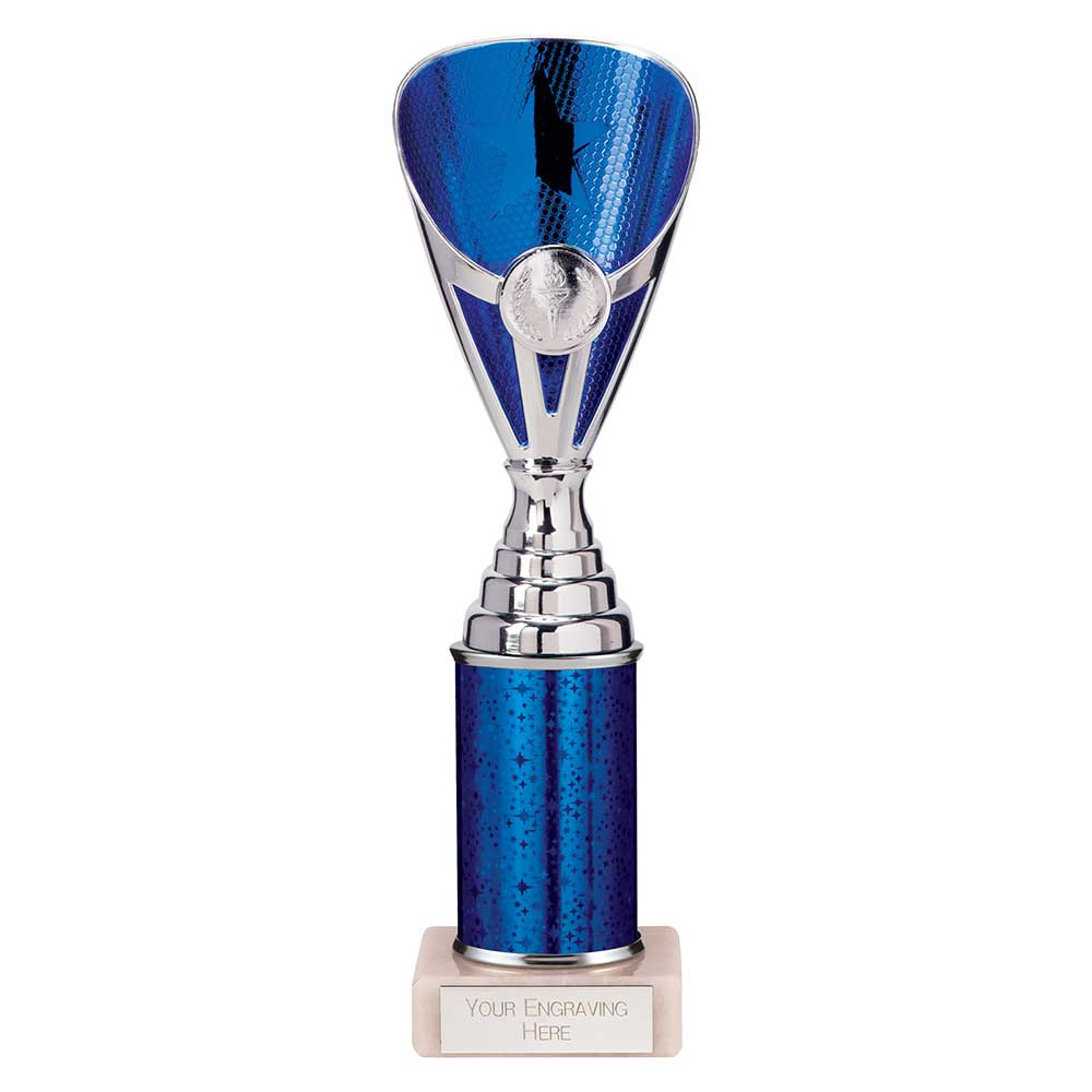 Rising Stars Blue & Silver Tube Trophy