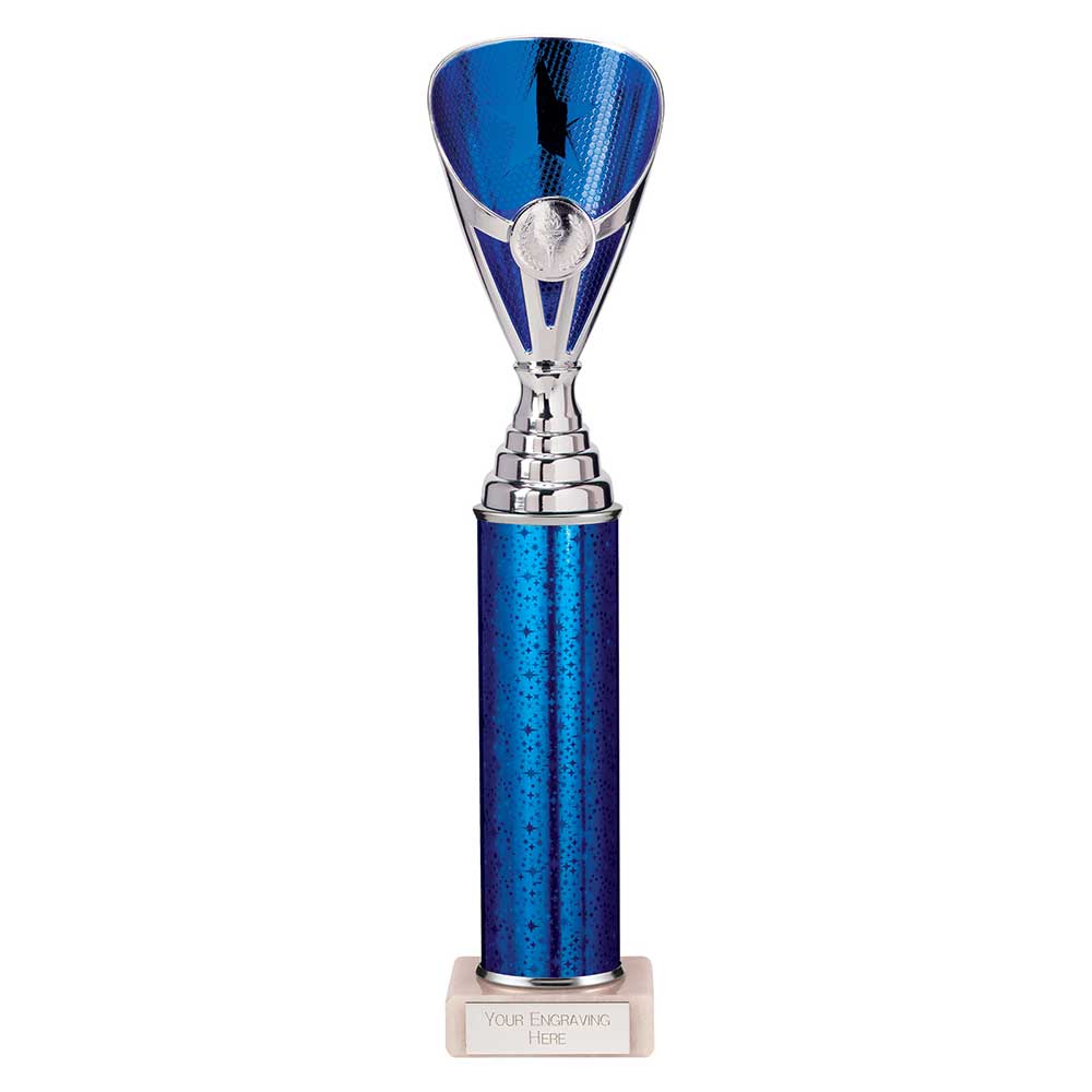 Rising Stars Blue & Silver Tube Trophy – 330mm