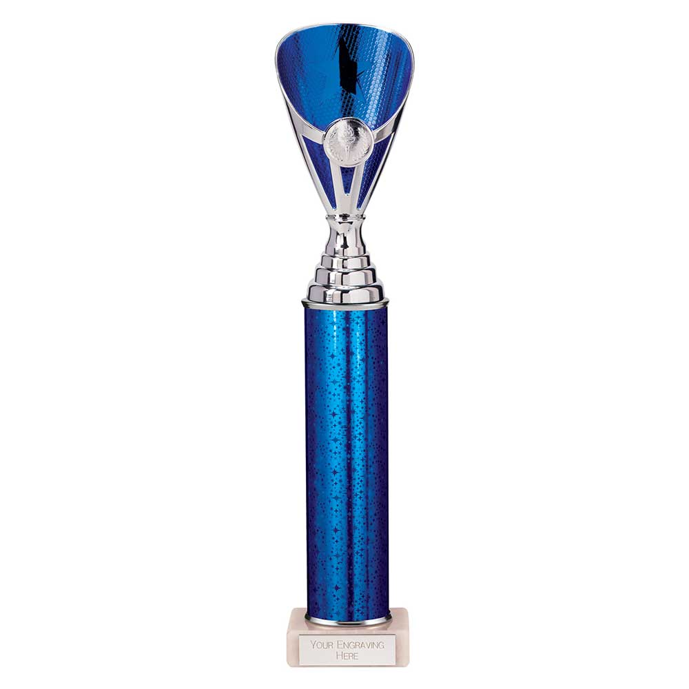 Rising Stars Blue & Silver Tube Trophy – 355mm