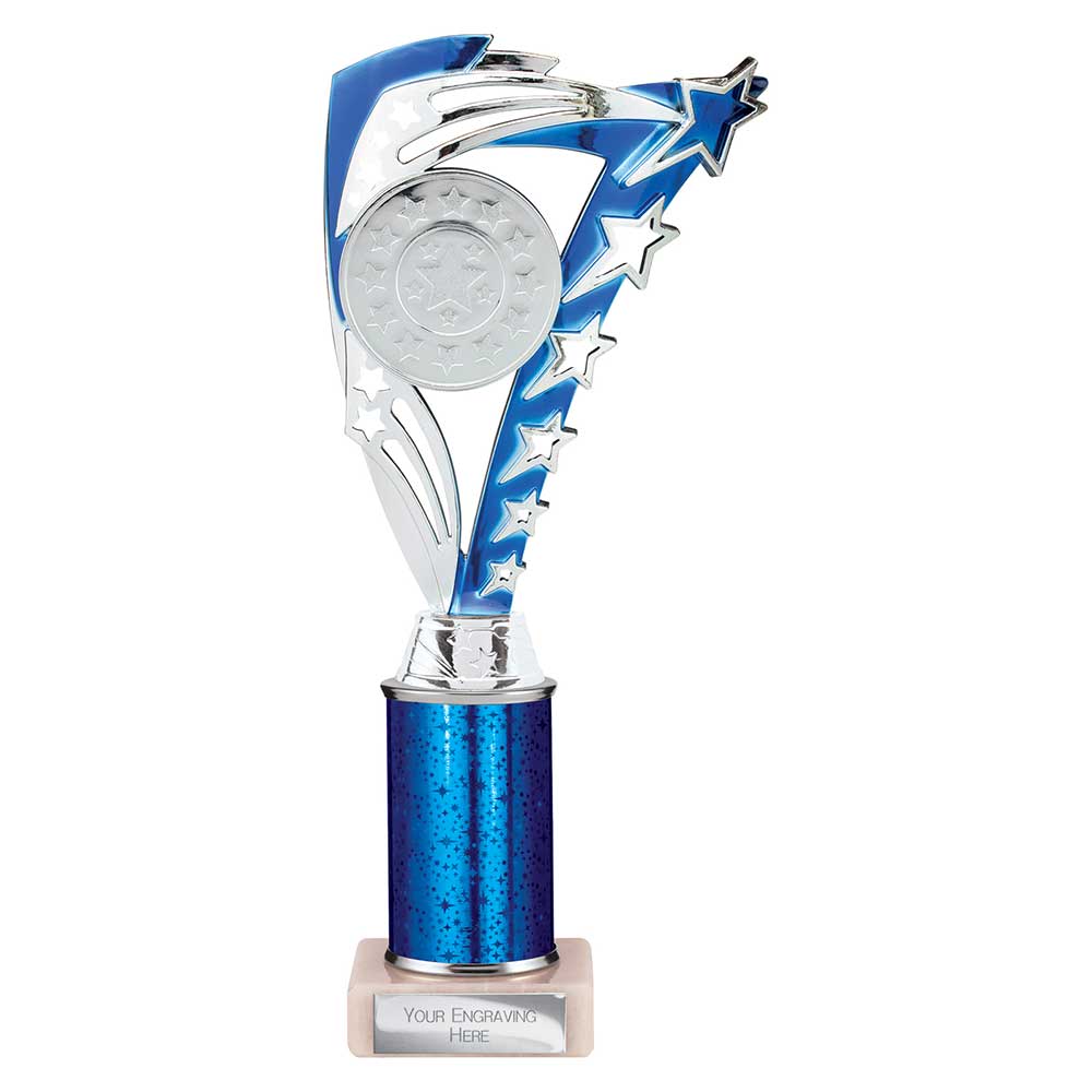Frenzy Blue & Silver Tube Trophy