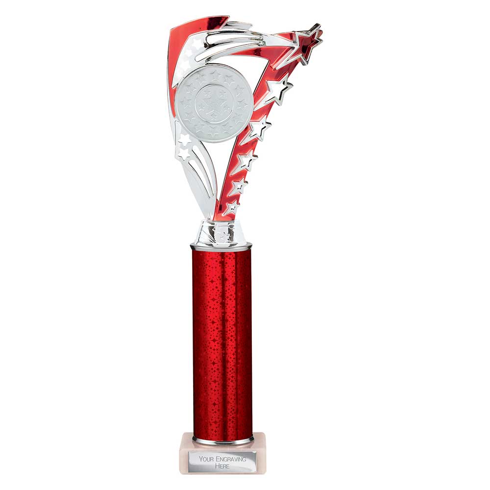Frenzy Red & Silver Tube Trophy – 340mm