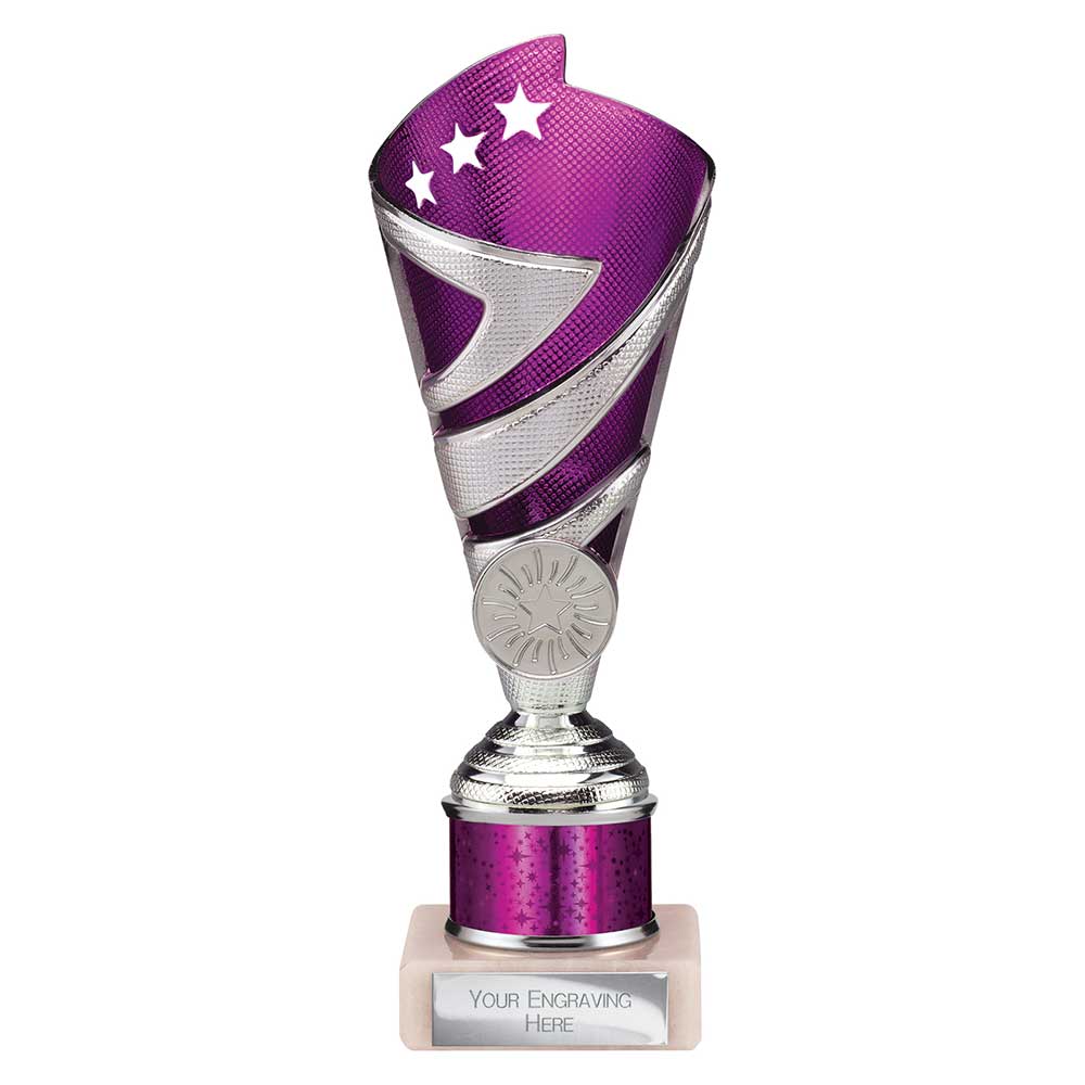 Hurricane Purple & Silver Tube Trophy – 200mm