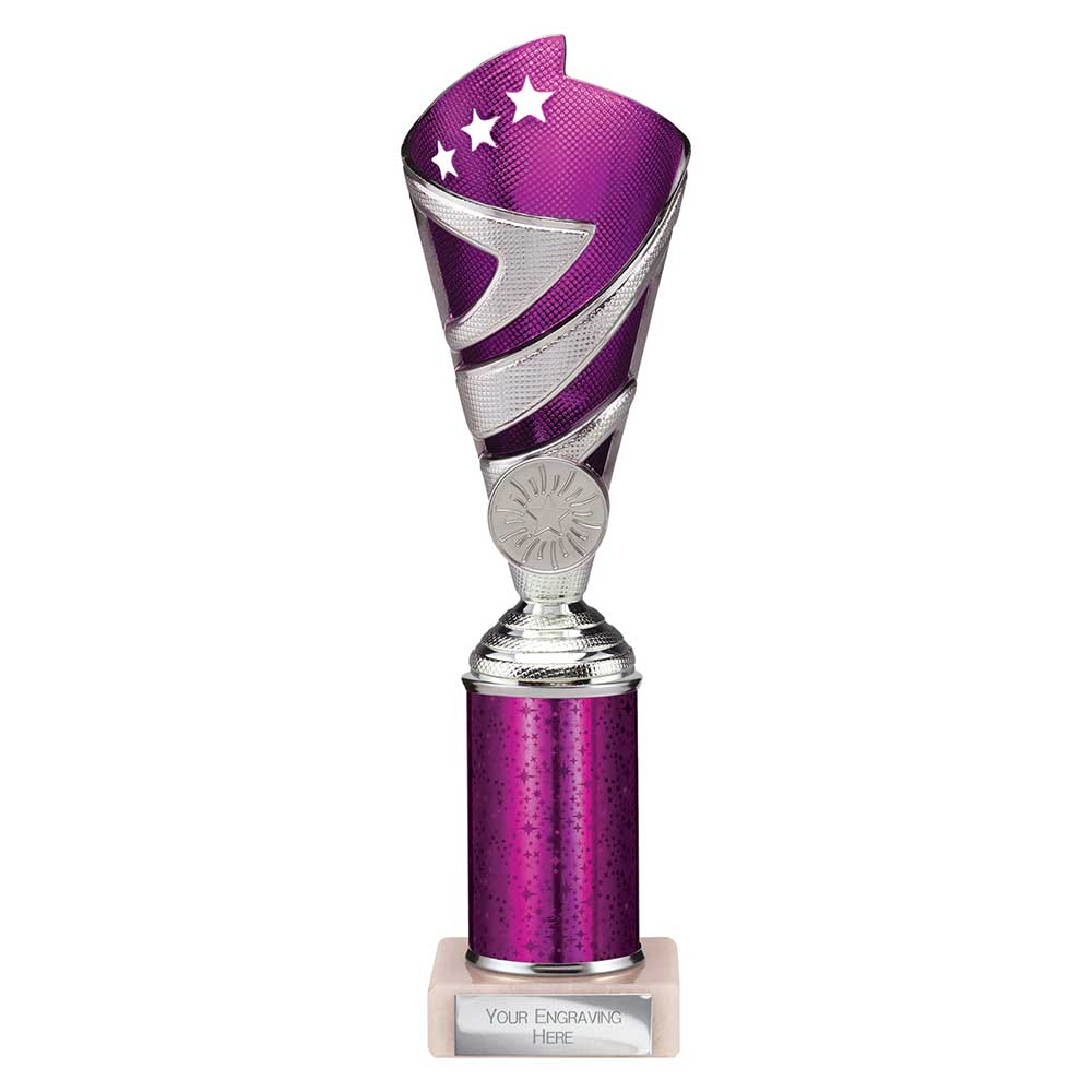 Hurricane Purple & Silver Tube Trophy – 250mm