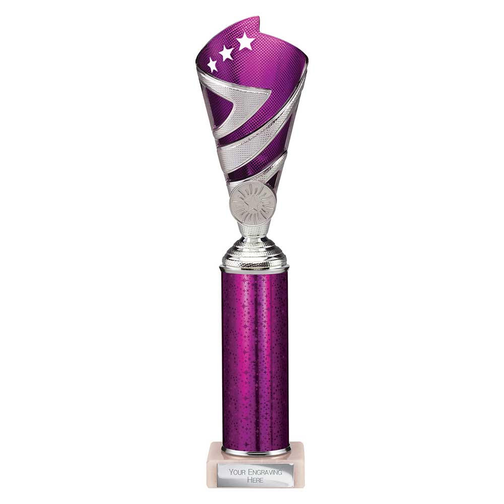 Hurricane Purple & Silver Tube Trophy – 300mm