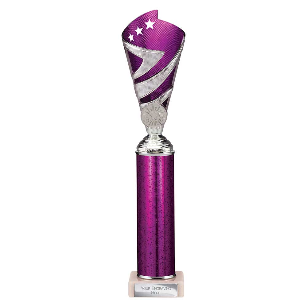 Hurricane Purple & Silver Tube Trophy – 325mm
