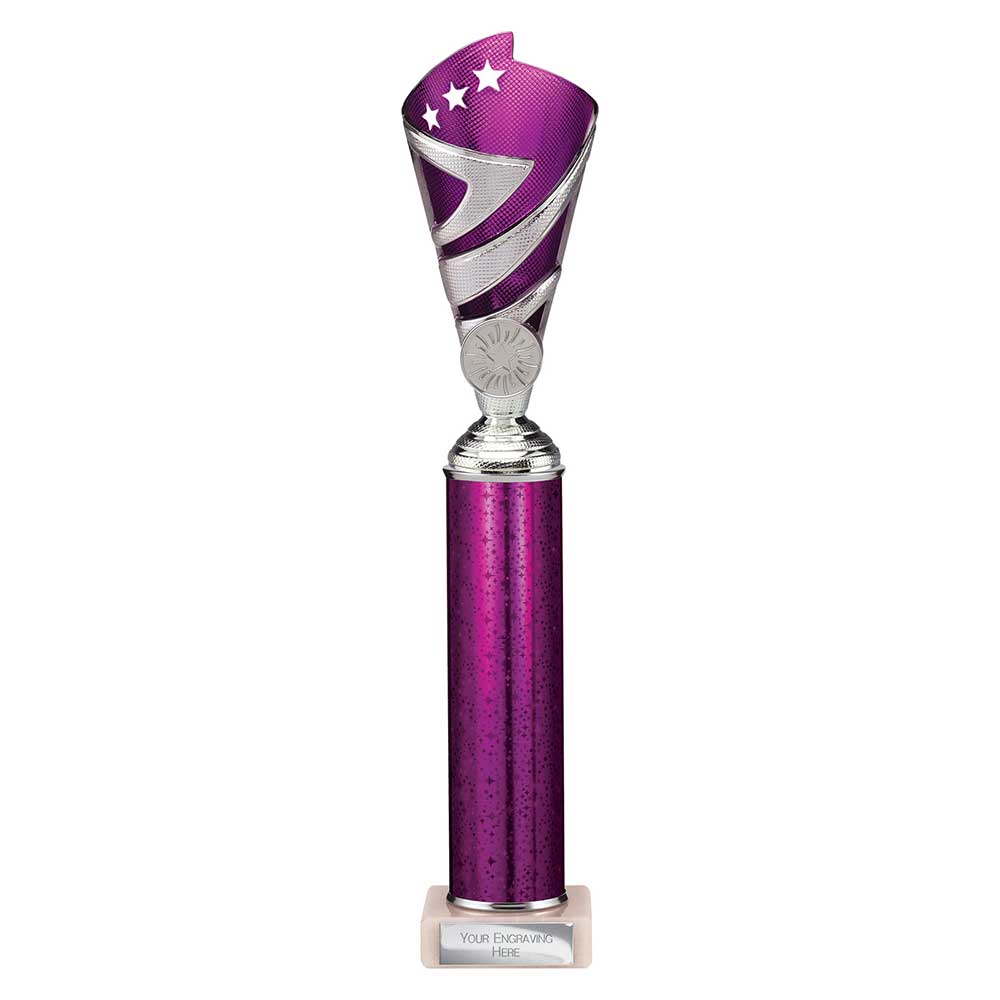 Hurricane Purple & Silver Tube Trophy – 350mm