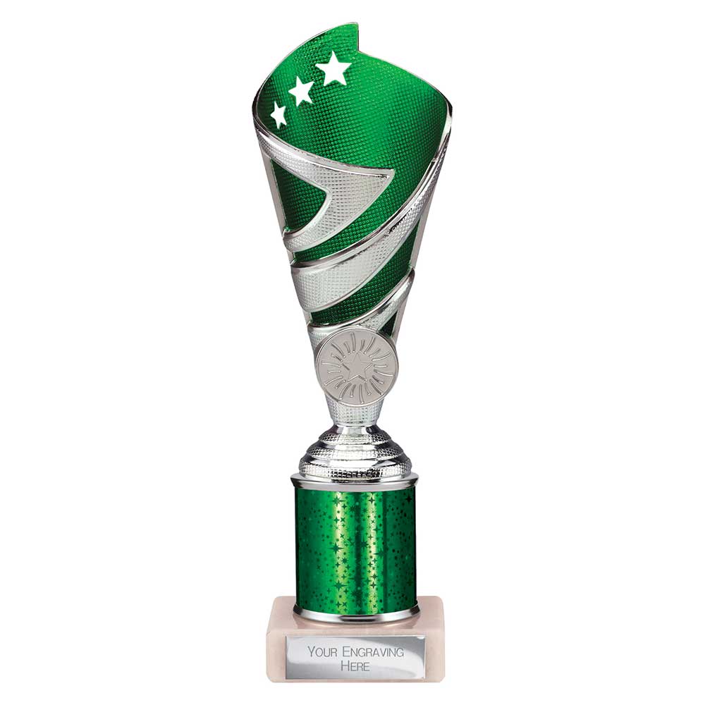 Hurricane Green & Silver Tube Trophy – 225mm