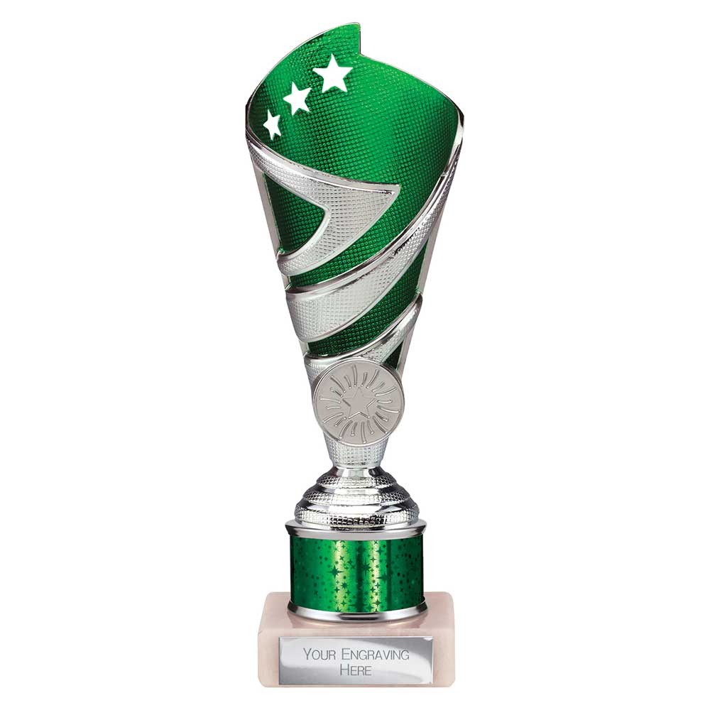 Hurricane Green & Silver Tube Trophy – 200mm