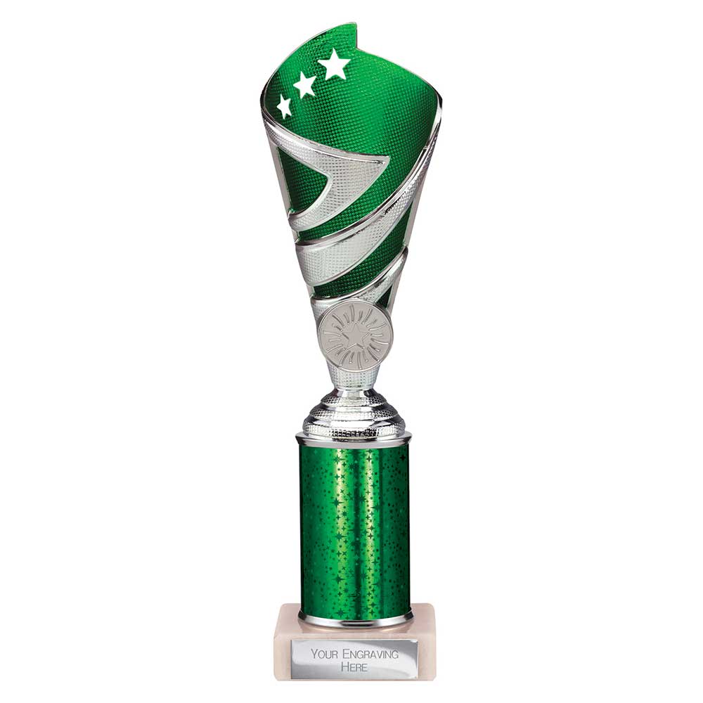 Hurricane Green & Silver Tube Trophy – 250mm
