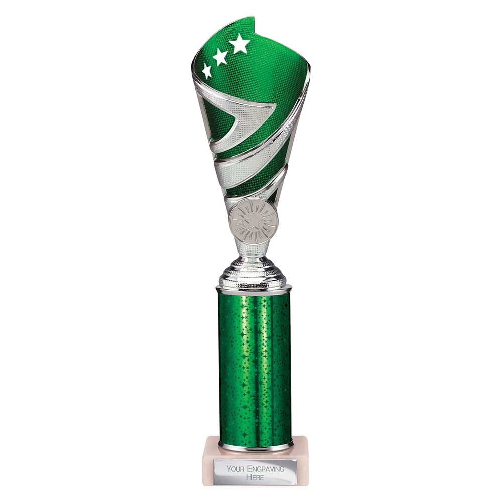 Hurricane Green & Silver Tube Trophy – 275mm