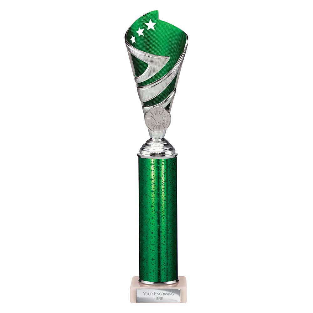 Hurricane Green & Silver Tube Trophy – 325mm
