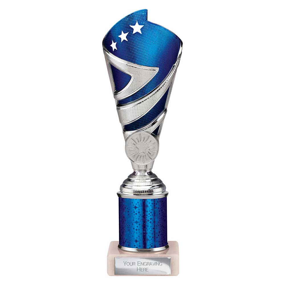 Hurricane Blue & Silver Tube Trophy – 225mm