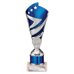 Hurricane Blue & Silver Tube Trophy