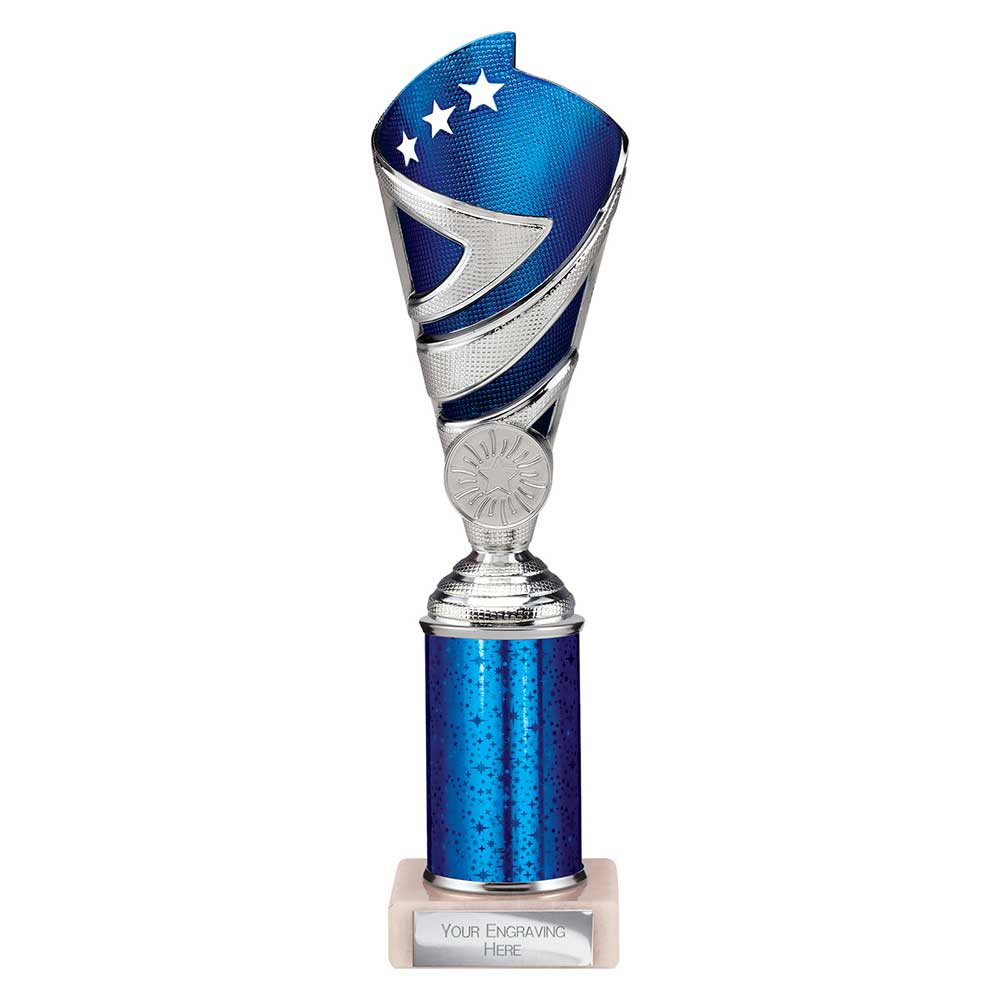 Hurricane Blue & Silver Tube Trophy – 250mm