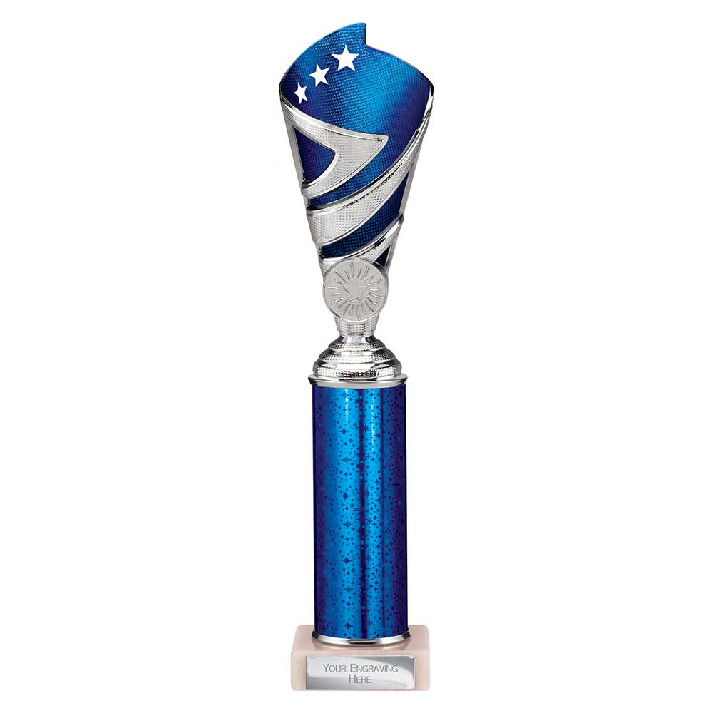 Hurricane Blue & Silver Tube Trophy – 300mm