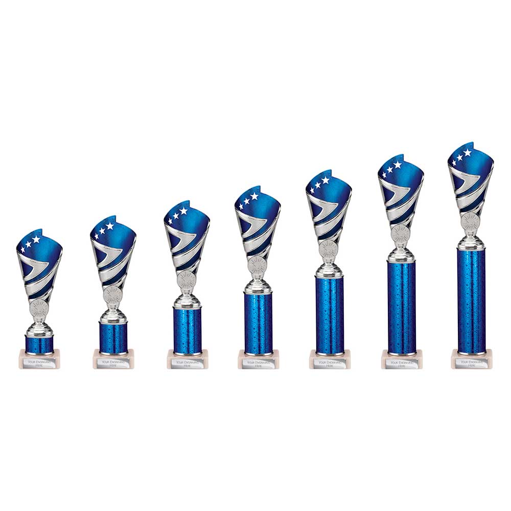 Hurricane Blue & Silver Tube Trophy