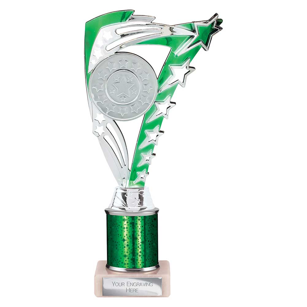 Frenzy Green & Silver Tube Trophy – 240mm