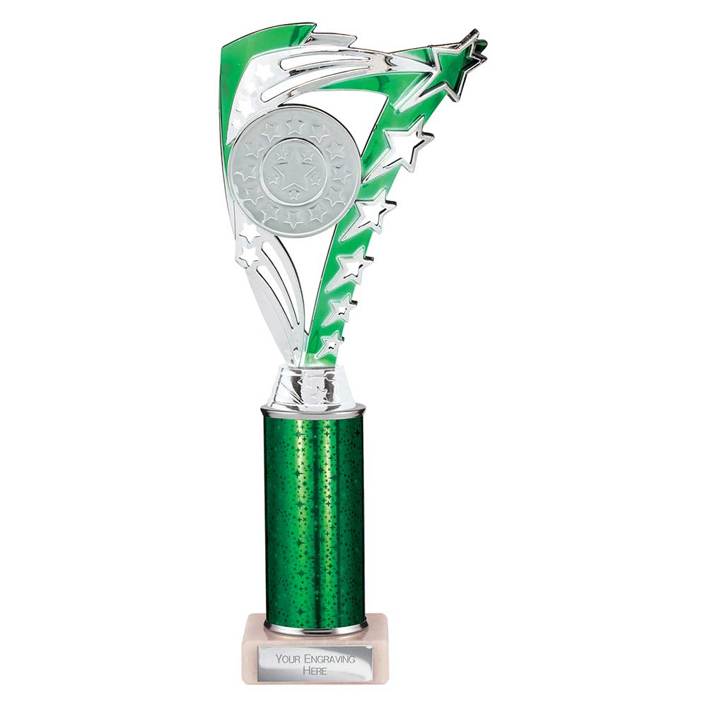 Frenzy Green & Silver Tube Trophy – 290mm