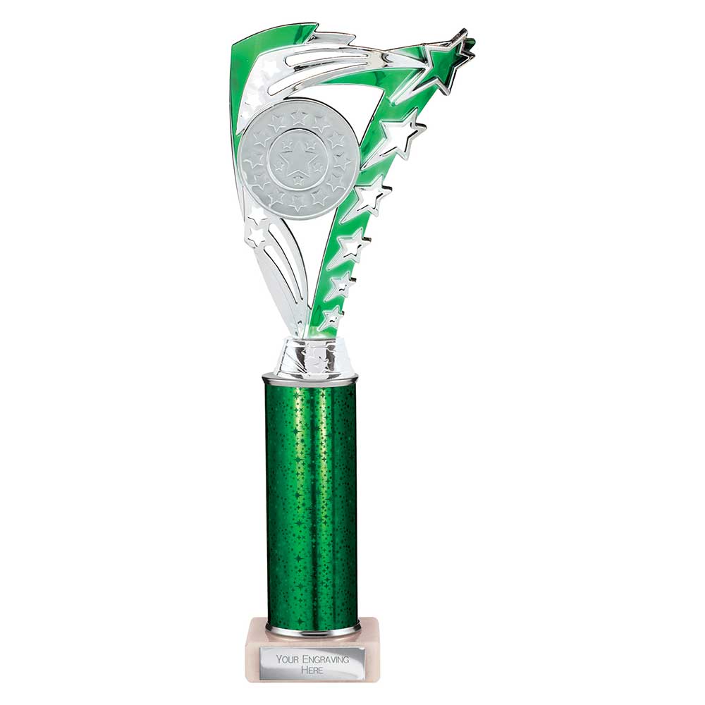 Frenzy Green & Silver Tube Trophy – 315mm