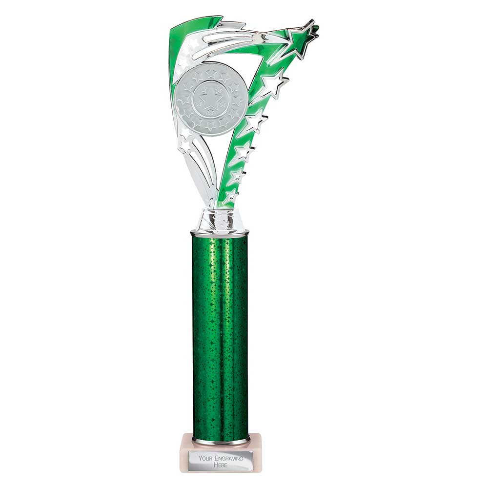 Frenzy Green & Silver Tube Trophy – 365mm