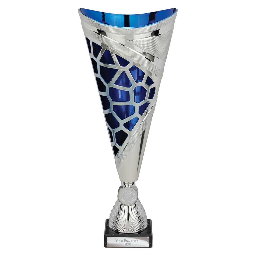 Vivid Blue & Silver Trophy