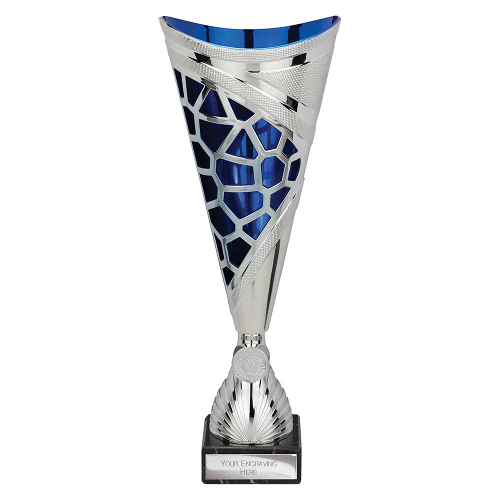 Vivid Blue & Silver Trophy