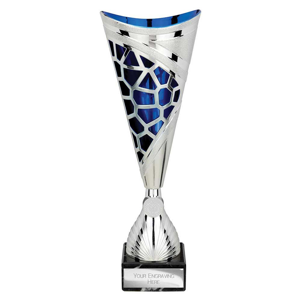 Vivid Blue & Silver Trophy