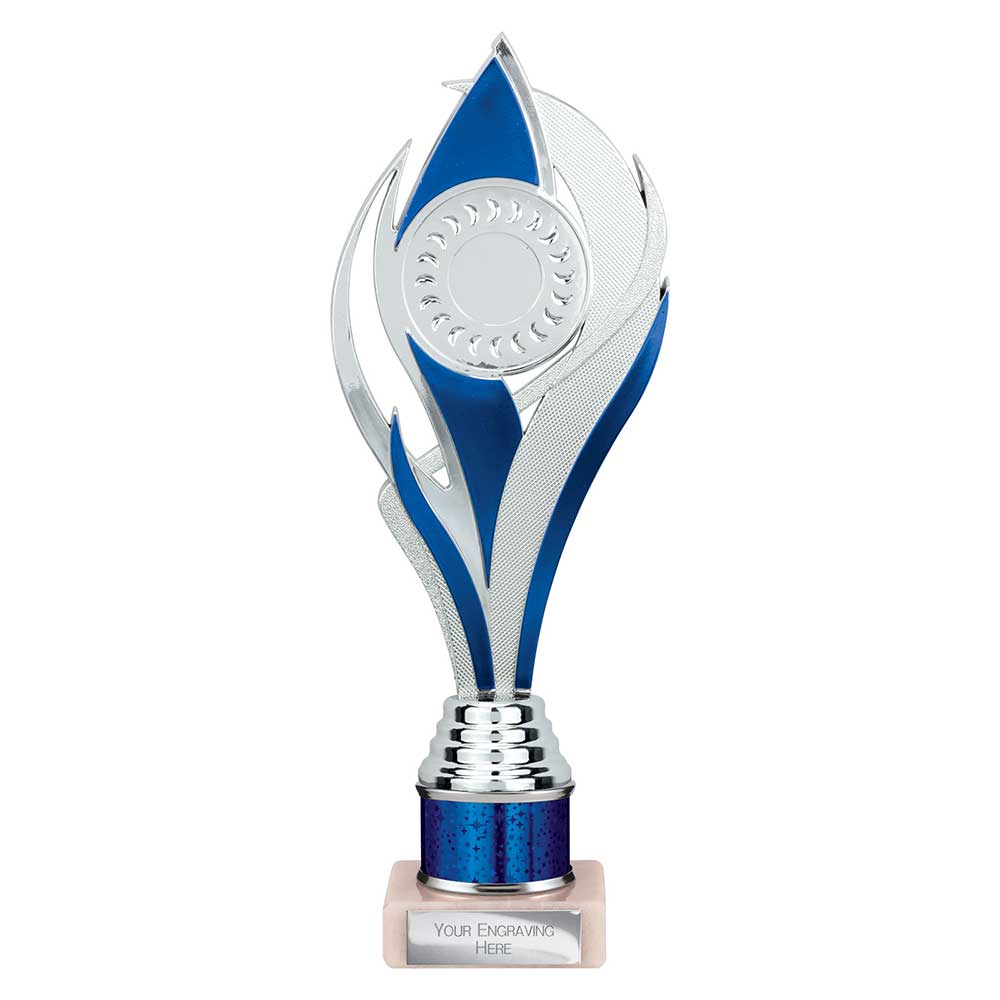 Volcano Blue & Silver Tube Trophy – 260mm