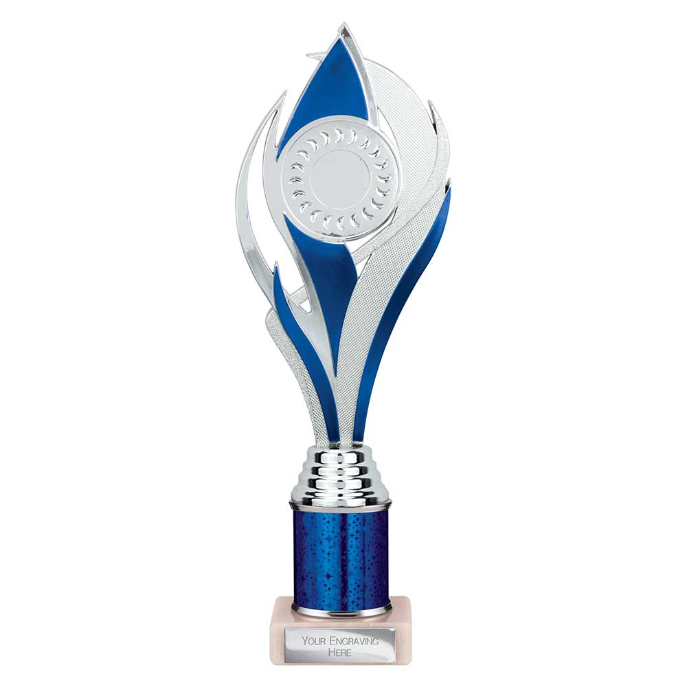 Volcano Blue & Silver Tube Trophy – 285mm