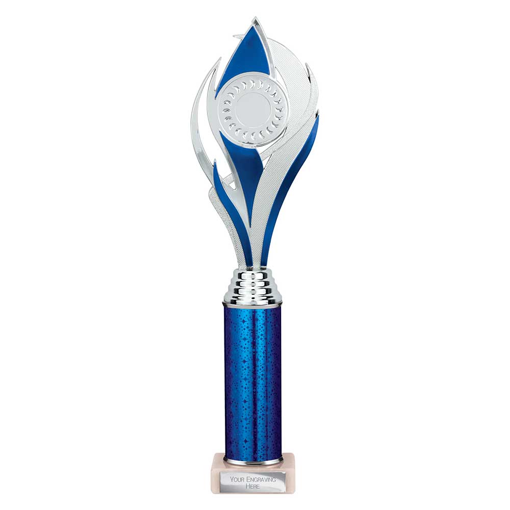 Volcano Blue & Silver Tube Trophy – 360mm