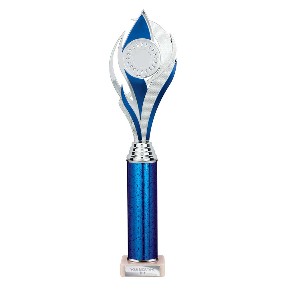 Volcano Blue & Silver Tube Trophy – 385mm