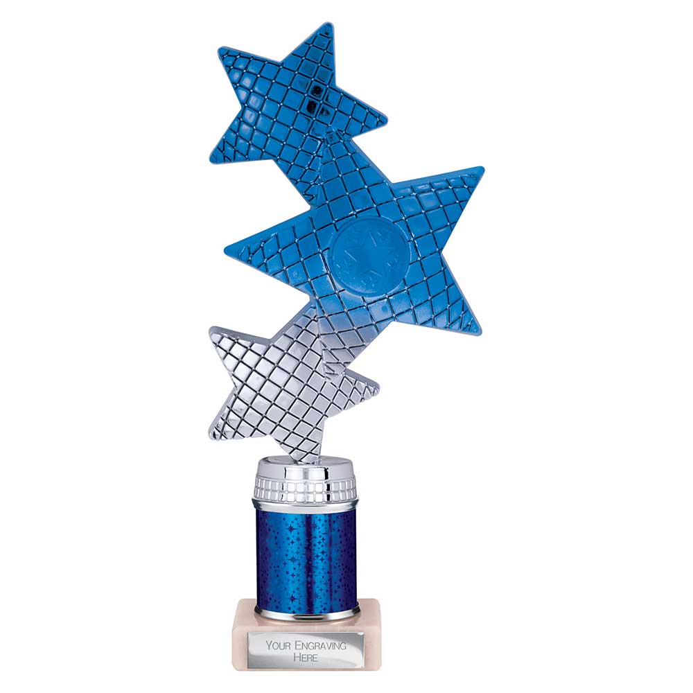 Trinity Star Blue & Silver Tube Trophy – 240mm