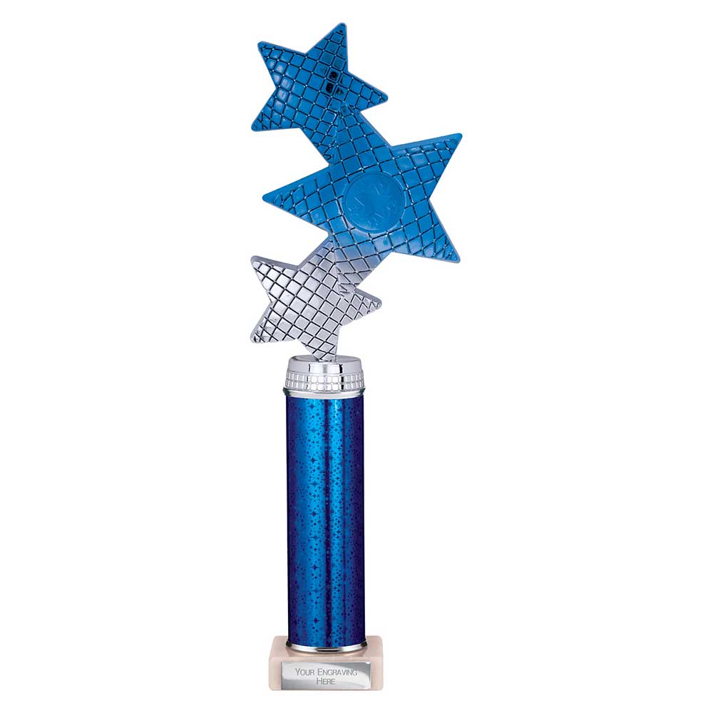 Trinity Star Blue & Silver Tube Trophy – 340mm