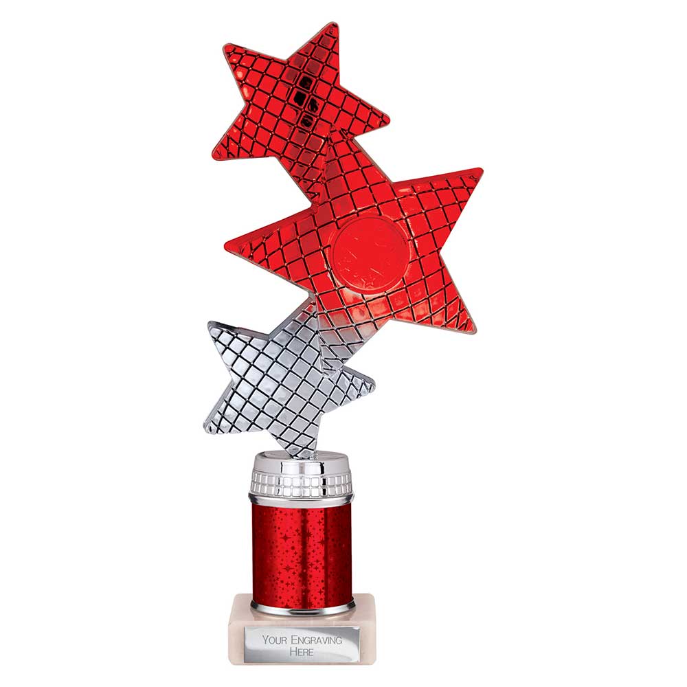 Trinity Star Red & Silver Tube Trophy – 240mm