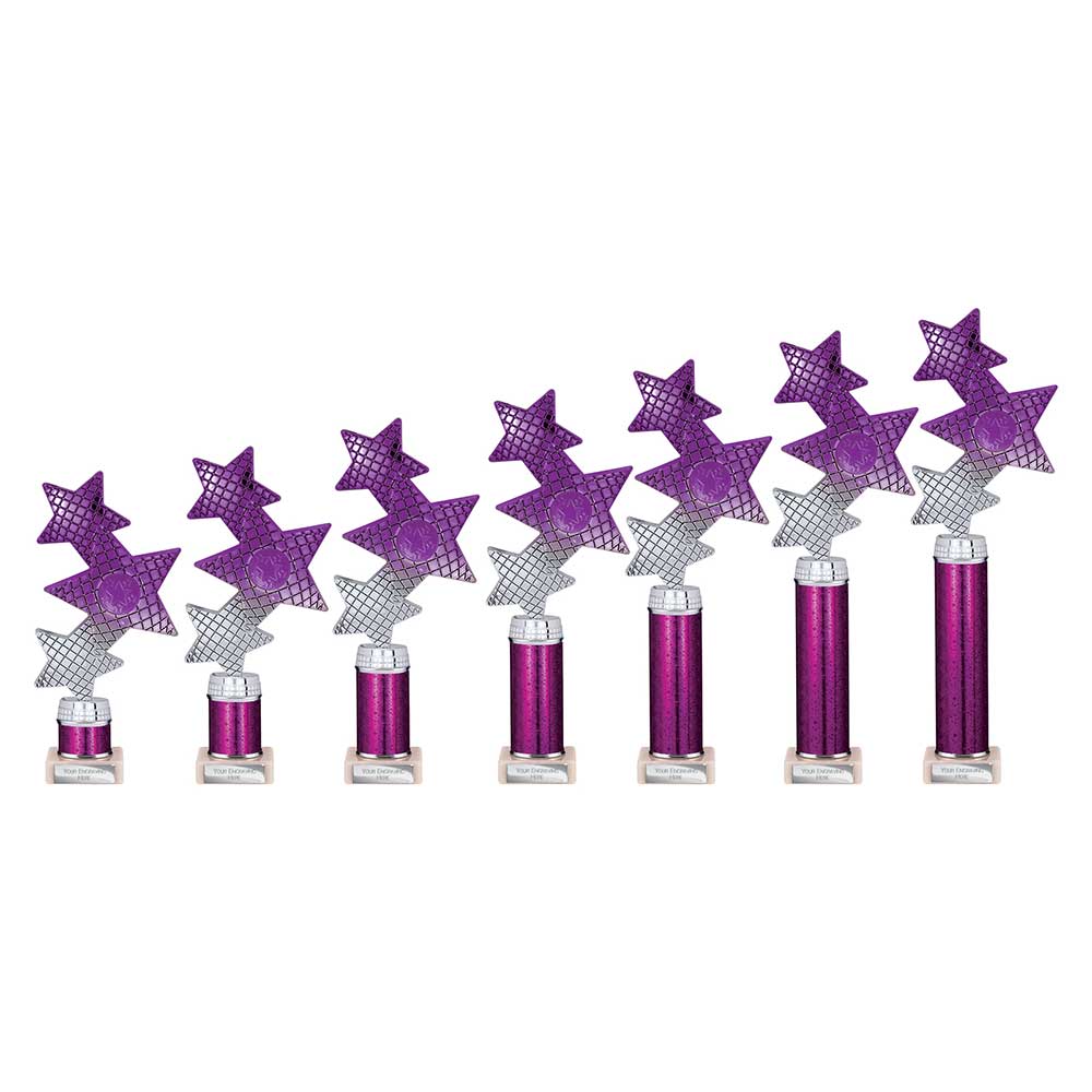 Trinity Star Purple & Silver Tube Trophy