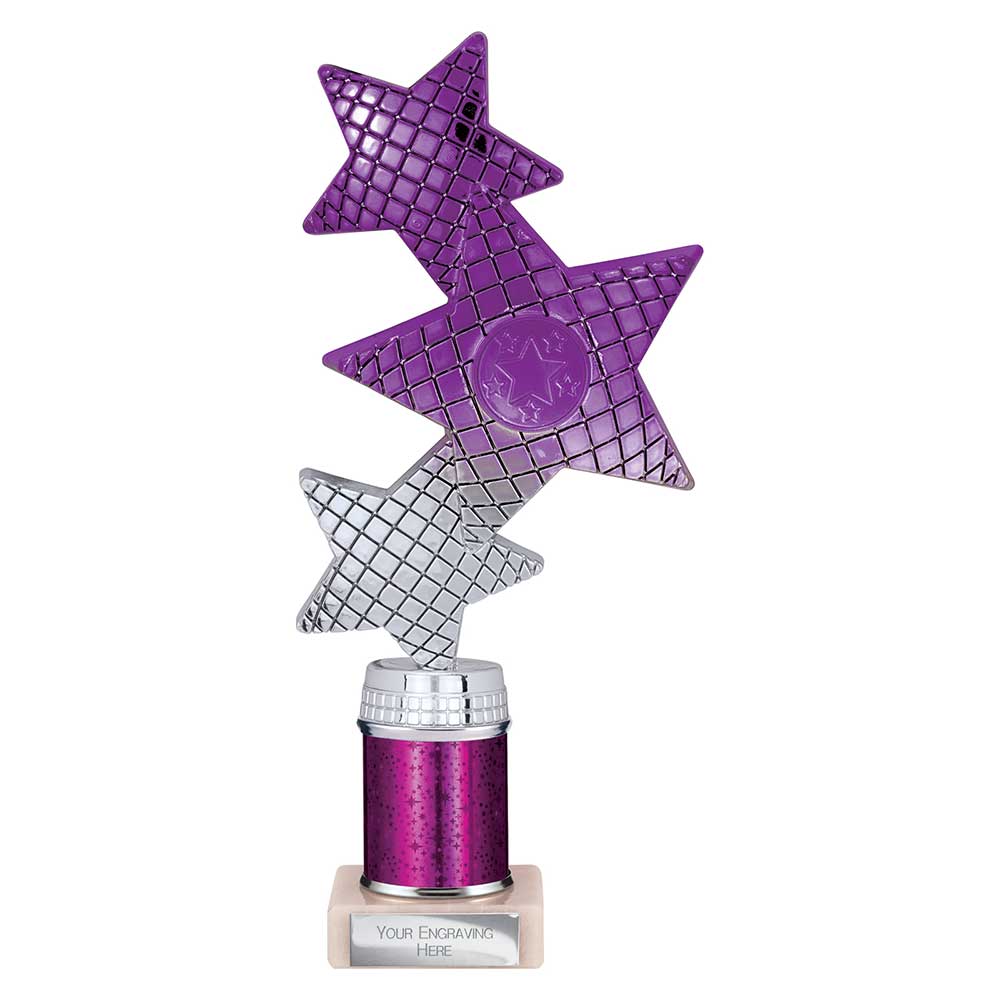 Trinity Star Purple & Silver Tube Trophy – 240mm