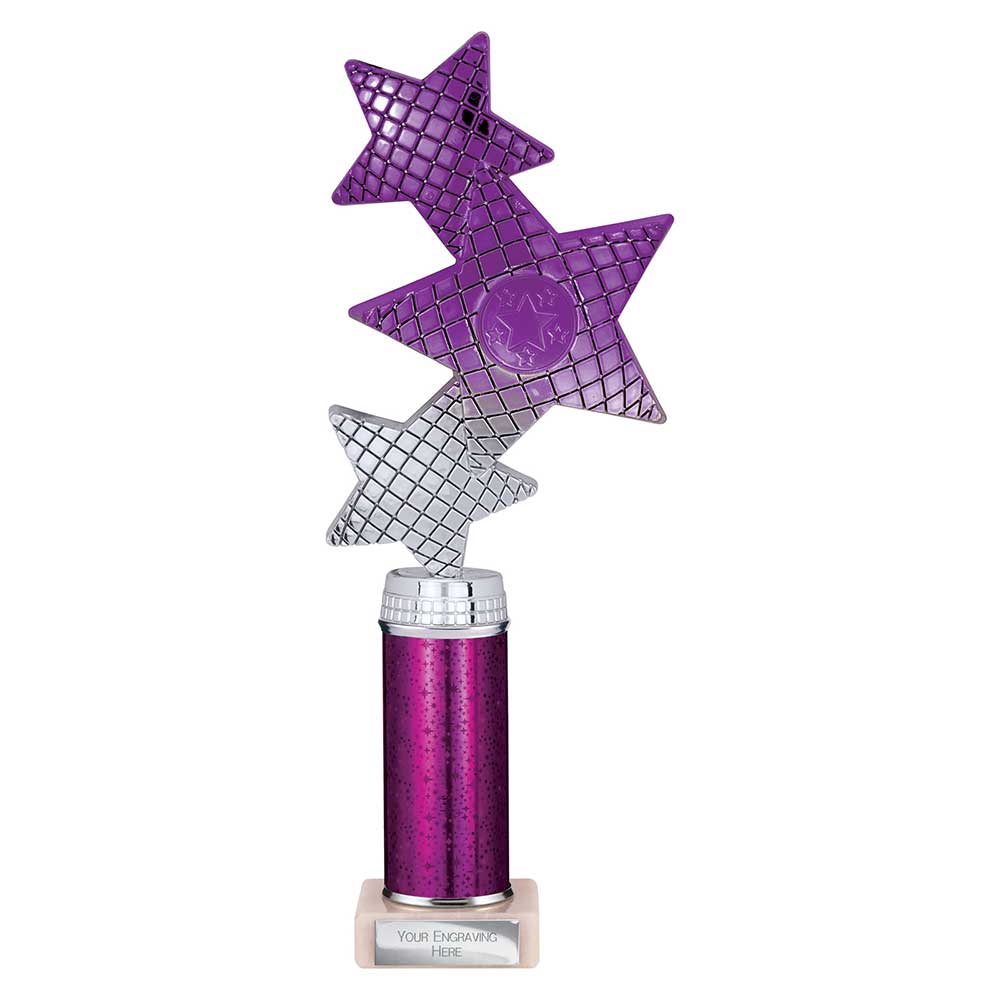 Trinity Star Purple & Silver Tube Trophy – 290mm