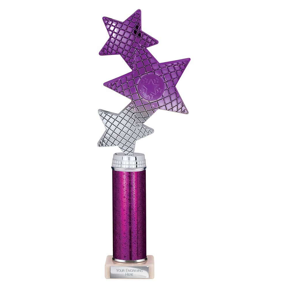 Trinity Star Purple & Silver Tube Trophy – 315mm