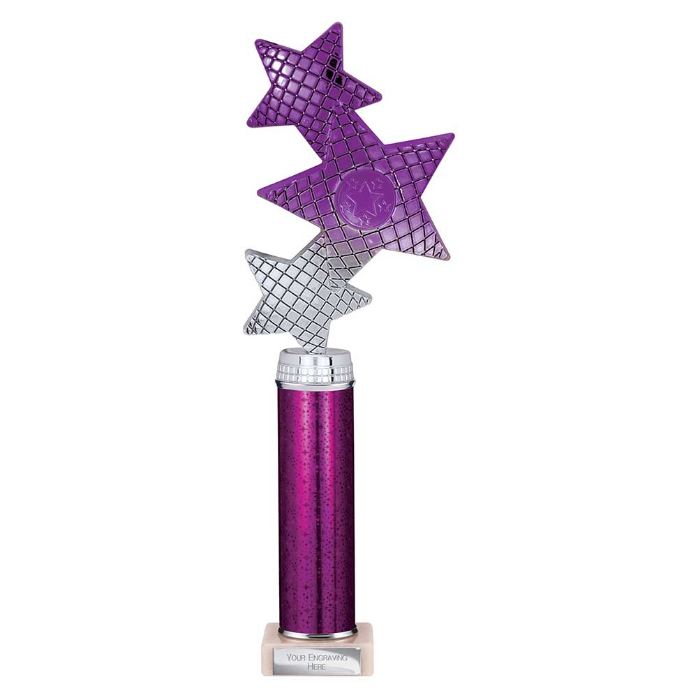 Trinity Star Purple & Silver Tube Trophy – 340mm