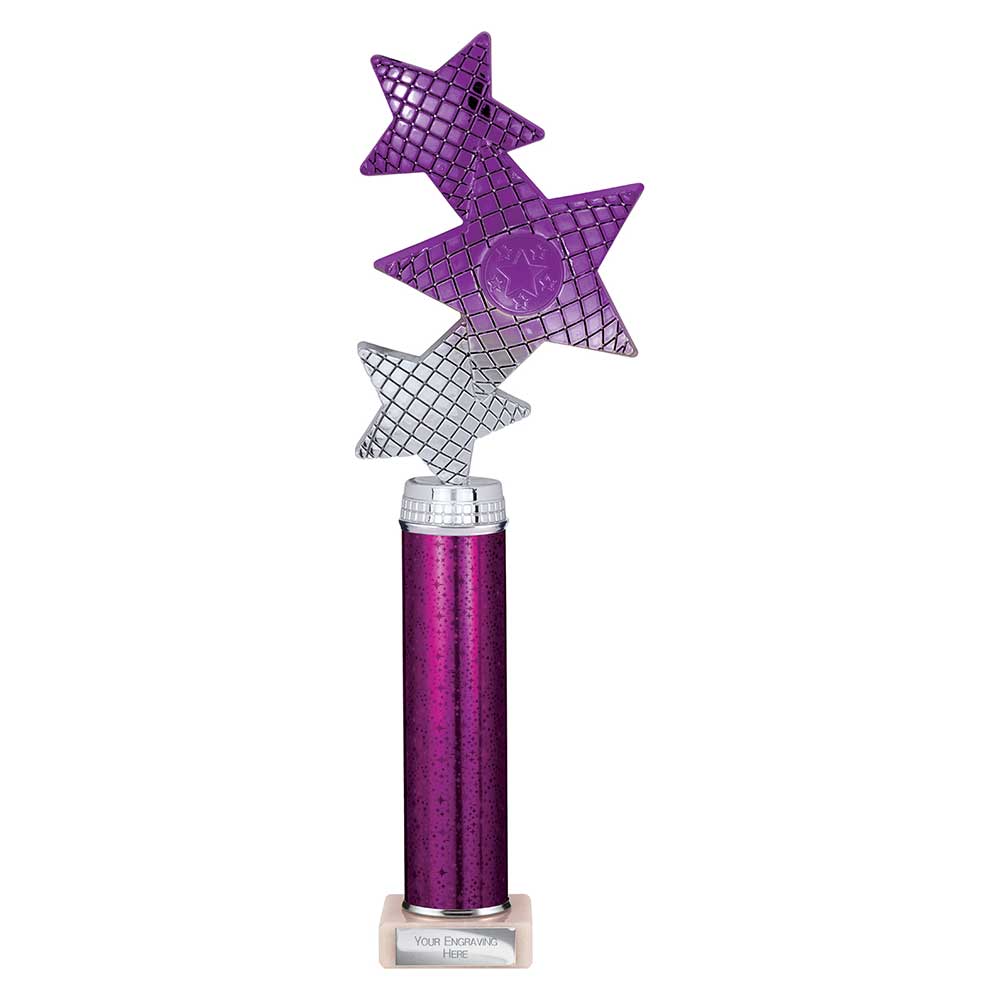 Trinity Star Purple & Silver Tube Trophy – 365mm