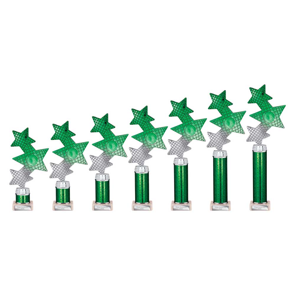 Trinity Star Green & Silver Tube Trophy