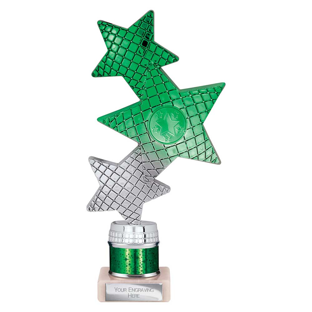 Trinity Star Green & Silver Tube Trophy – 215mm