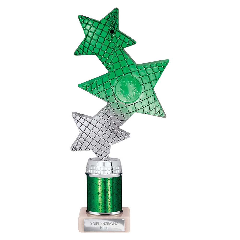 Trinity Star Green & Silver Tube Trophy – 240mm