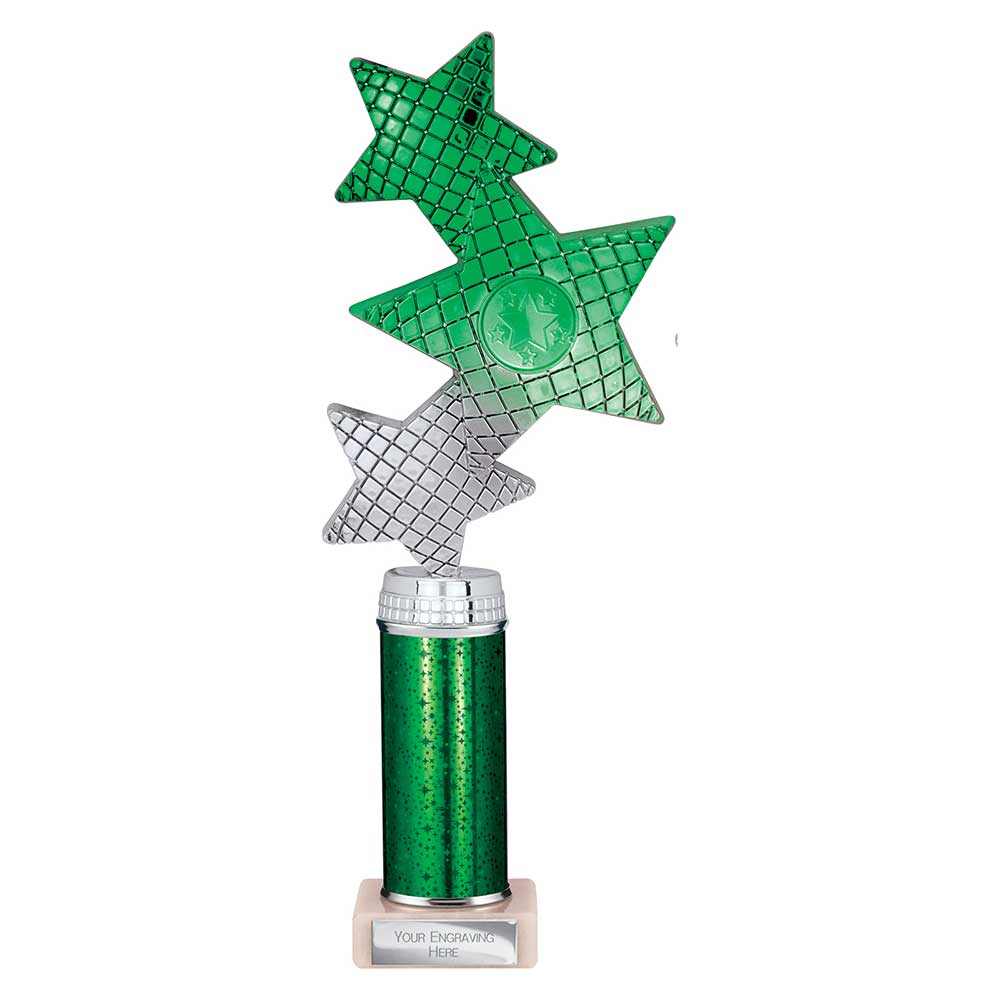 Trinity Star Green & Silver Tube Trophy – 290mm