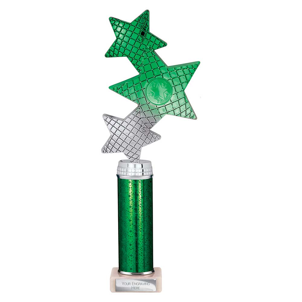 Trinity Star Green & Silver Tube Trophy – 315mm