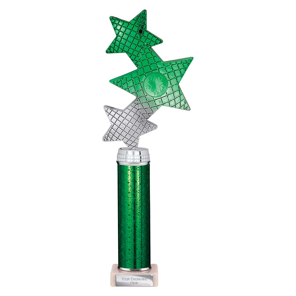 Trinity Star Green & Silver Tube Trophy – 340mm