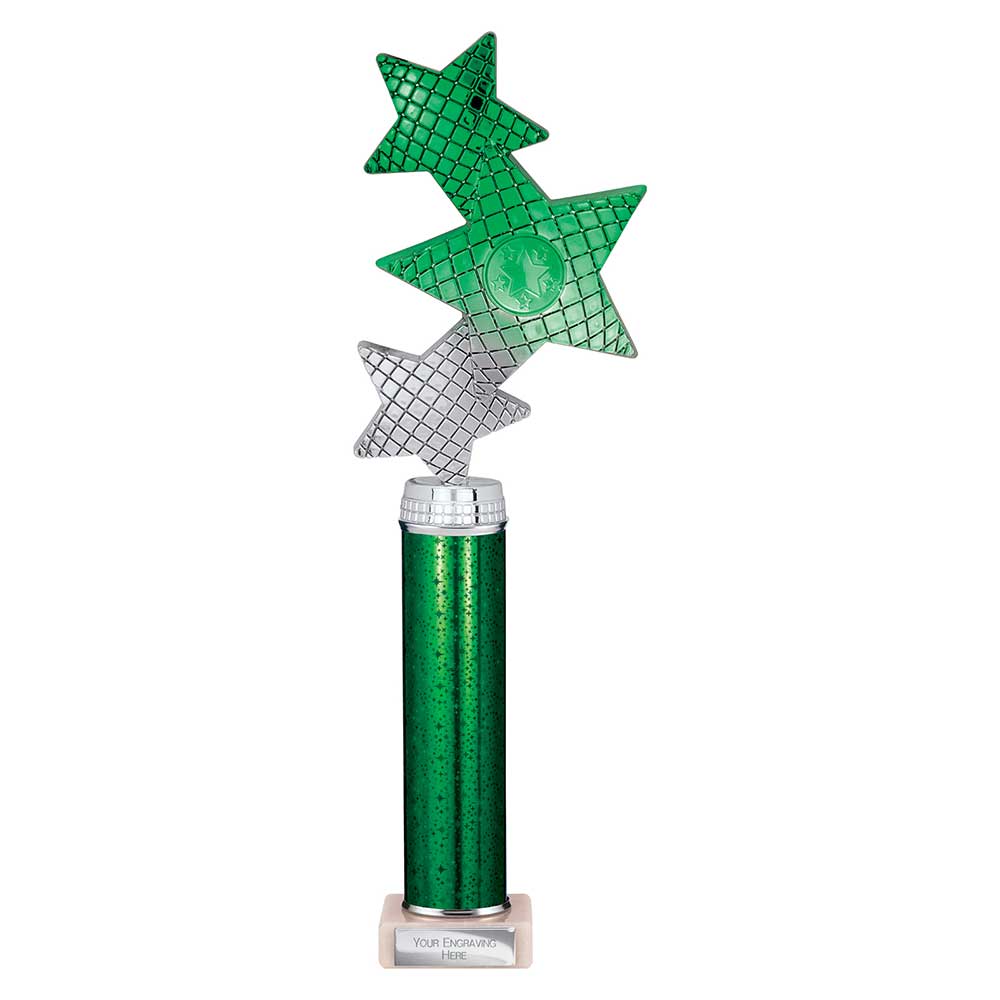 Trinity Star Green & Silver Tube Trophy – 365mm